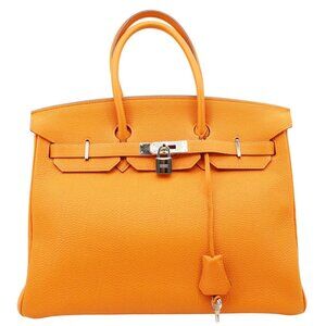 Hermes  Birkin 35 Togo Leather Tote Bag Orange